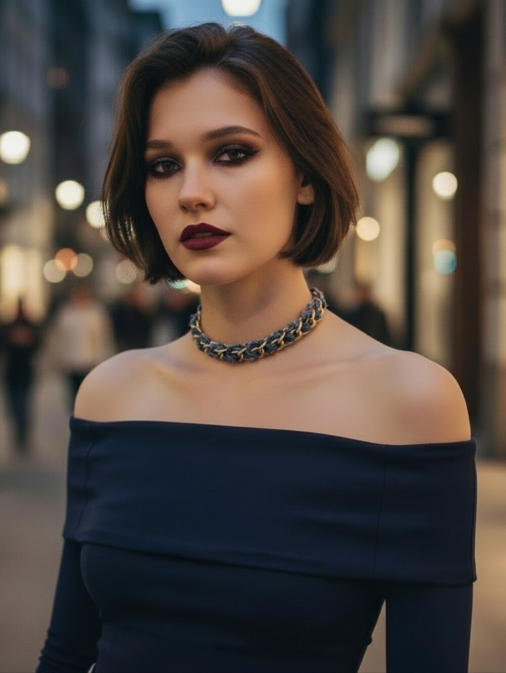 Denim Blue Braided Silver Chain Choker Necklace - 16.15" ~ NWT